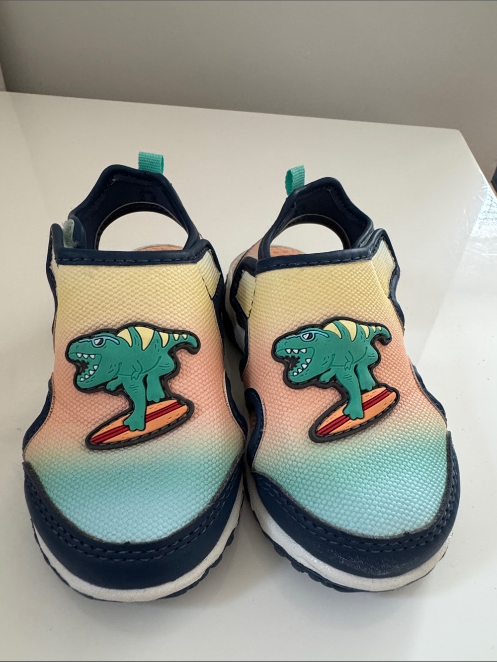 Carter's Kids Surfing Dino Gradient Slip-On Water Shoes - Teal/Peach/Yellow